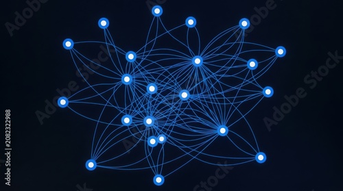 Abstract glowing blue network nodes and connections