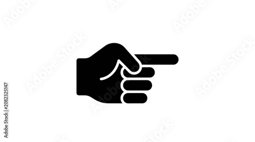 Solid black hand silhouette pointing index finger right.