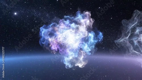 Ethereal glowing nebulas in starry cosmic background