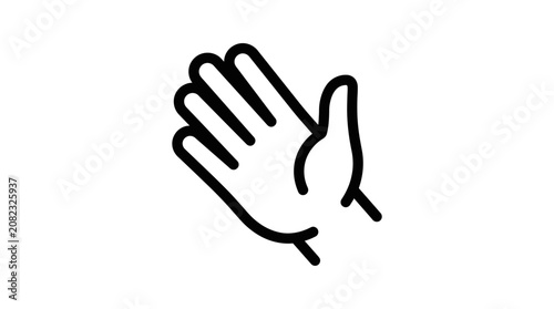 Waving hand hello greeting line icon.