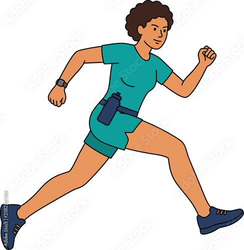Dynamic illustration of a fit woman enjoying an active run
