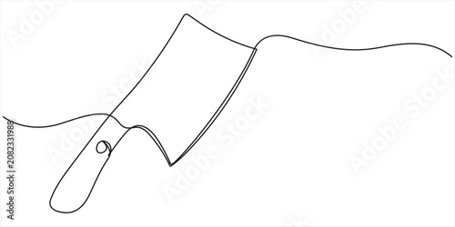 Canvas-taulu continuous one line art drawing of meat cleaver,  minimalist design isolated, in outline vector illustration