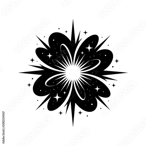 Foto Masterpiece Big Bang icon featuring a refined cosmic explosion with expanding energy waves and celestial elements in a perfectly balanced geometric composition
