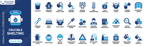 Bild auf Leinwand Crucible smelting icon set