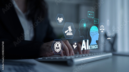 Bild auf Leinwand Understanding AI Ethics in Technology and Business Environments with Visual Symbols Representing Responsibility and Trust in Artificial Intelligence Quark