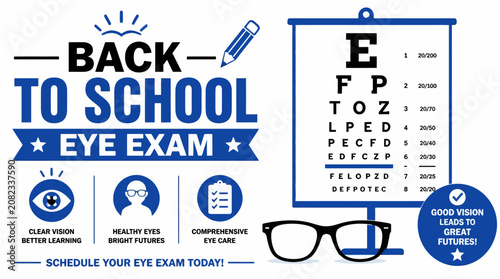 Fotografi Back to school eye exam promotional vision chart flyer.