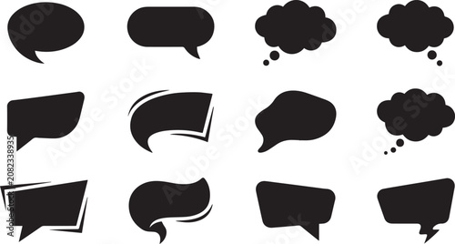 Fotografía Solid Speech Bubble Chat Vector Icon Set