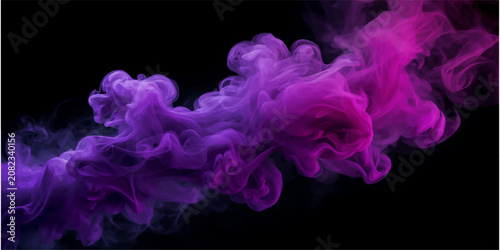 Foto Abstract Purple and Blue Smoke Waves Flowing on Black Background with Smooth Swi