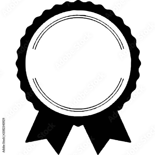 Black and white empty award ribbon badge