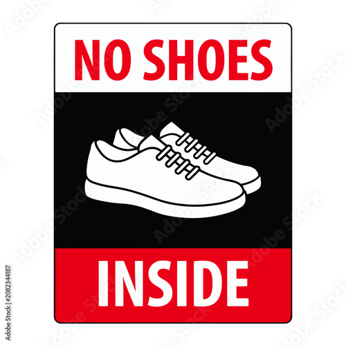 No Shoes Inside Sign with Graphic Shoe Illustration