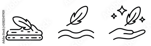 Foto Set of simple line icons featuring soft feathers delicate weightless abstract il