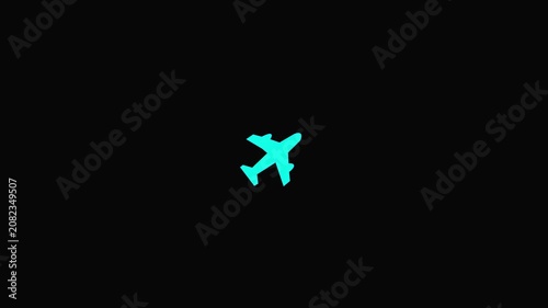 Glowing neon helicopter icon animation on black background air transport .