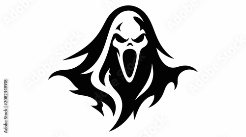 Foto Grim reaper hooded ghost figure vector logo.