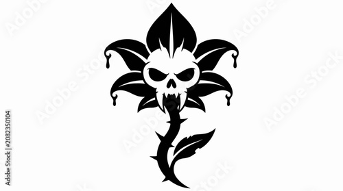 Foto Gothic skull flower hybrid with thorny stem.