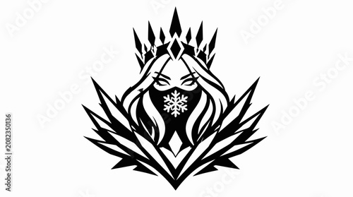 Cuadro en lienzo Ice queen silhouette with snowflake mask crown.