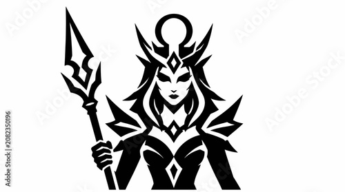 Εκτύπωση καμβά Female warrior with spear and royal crown.