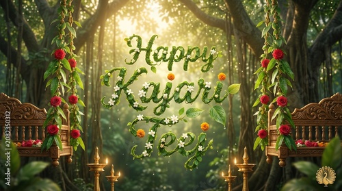 Celebrate Kajari Teej with monsoon-inspired festive designs featuring floral swings, mehndi, bangles, lush greenery, and traditional elegance.