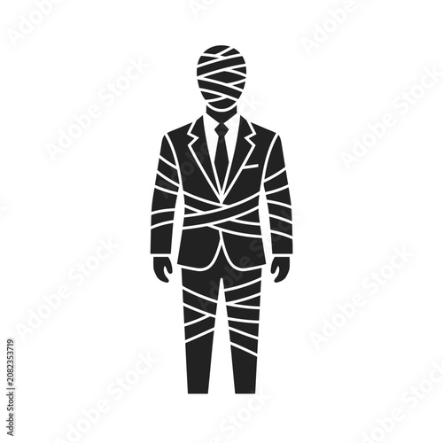 Schilderij op canvas Stylized mummy in business suit with bandage wrapping.