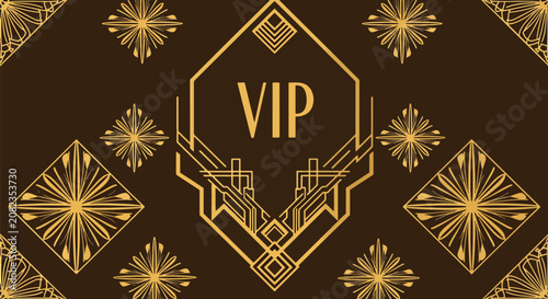 VIP access pass with ornate golden design elements.