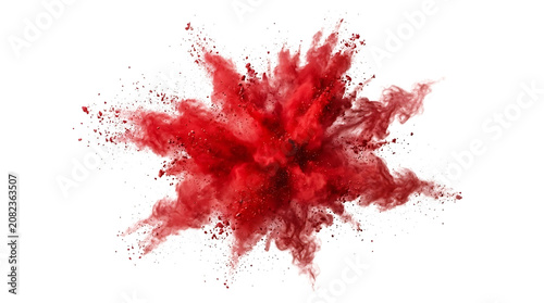 Fotografía Vibrant red powder explosion isolated on transparent background