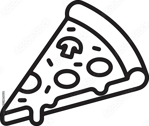 Pizza Slice Outline Vector Icon on White Background