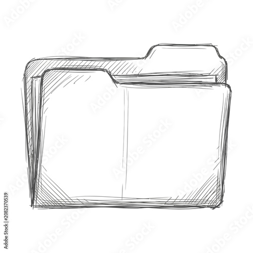 Hand-drawn sketch of a document folder