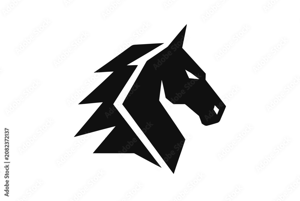 Fototapeta premium Stylized black horse head profile logo design.