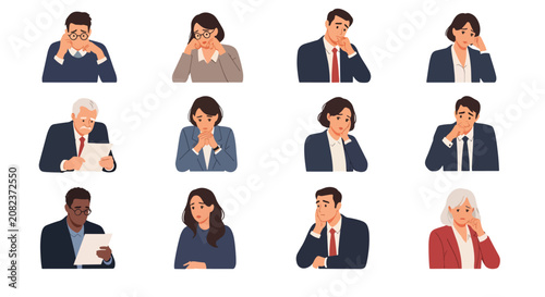 Quadro em tela Diverse group of professionals in business attire sitting and standing