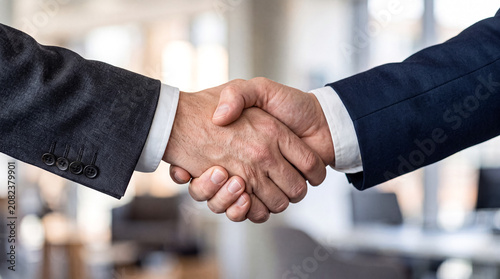 Tableau sur toile Business partners shaking hands to finalize a deal agreement