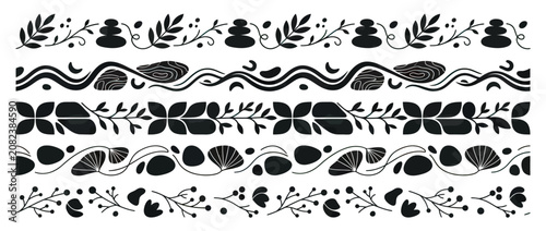 Photography Organic Decorative Borders: Nature Motifs, Zen Stones, Flowing Waves, Leaves