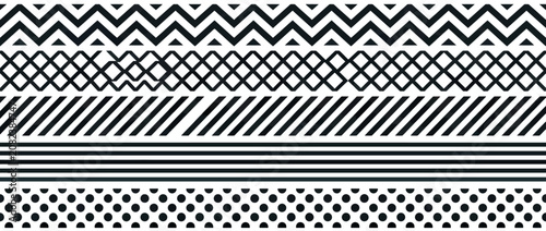 Black and white geometric patterns and lines, abstract background.