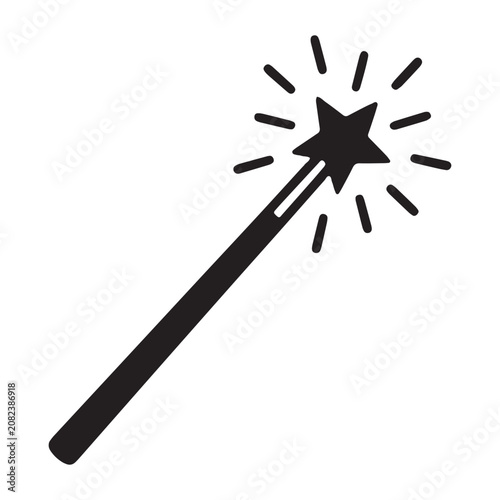 фотографія Magical wand with shining star icon enchantment minimalist silhouette mystical w