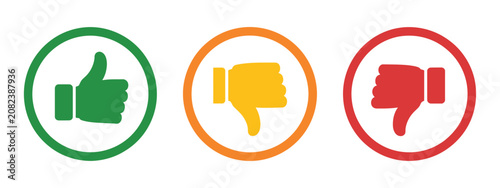 Obraz na plátně Thumbs Up Neutral Thumbs Down Featuring Rating Feedback, Like Dislike and User E