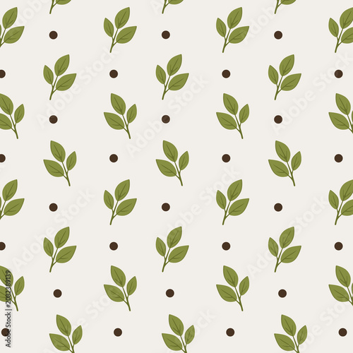 Minimal Scandinavian Leaf Seamless Pattern on Soft Beige Background