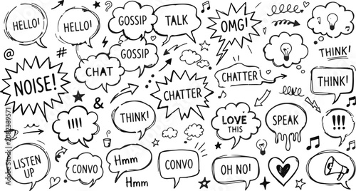 фотографія Hand drawn conversation and communication doodles
