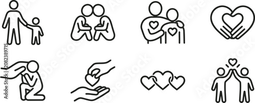 Foto Line icons of people showing love and care