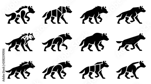 Canvastavla Hyena Silhouette Collection: Various Stylized Icons and Symbols