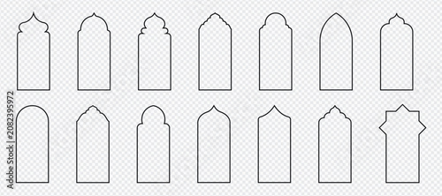 Architectural Arch Silhouettes On Transparent Background Decorative Line Art
