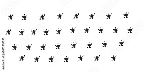 Fotografi Big set of Japanese brushes and other design elements implemented in ink style
