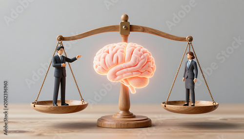 Gender Equality – Balanced Scale with Brain Symbol