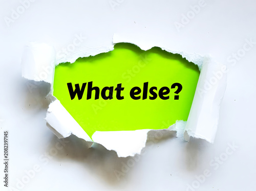 What Else Question Revealed Through Torn White Paper On Bright Lime Green Background For Creative Thinking And Business Brainstorming Concept