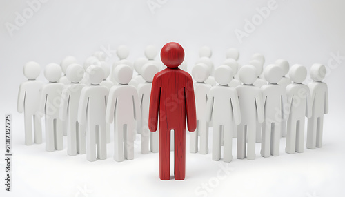 Individuality Concept – Red Figurine Among White Group