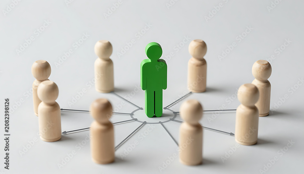 Obraz premium Networking Leadership – Central Figure with Digital Connections