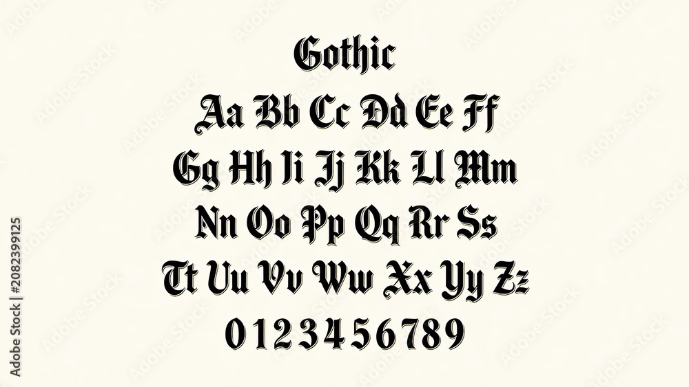 Obraz premium gothic liquid metal alphabet on mossy stone wall