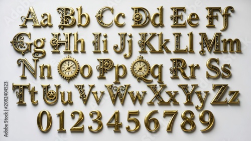 vintage industrial typography featuring intricate cogs and gear wheels