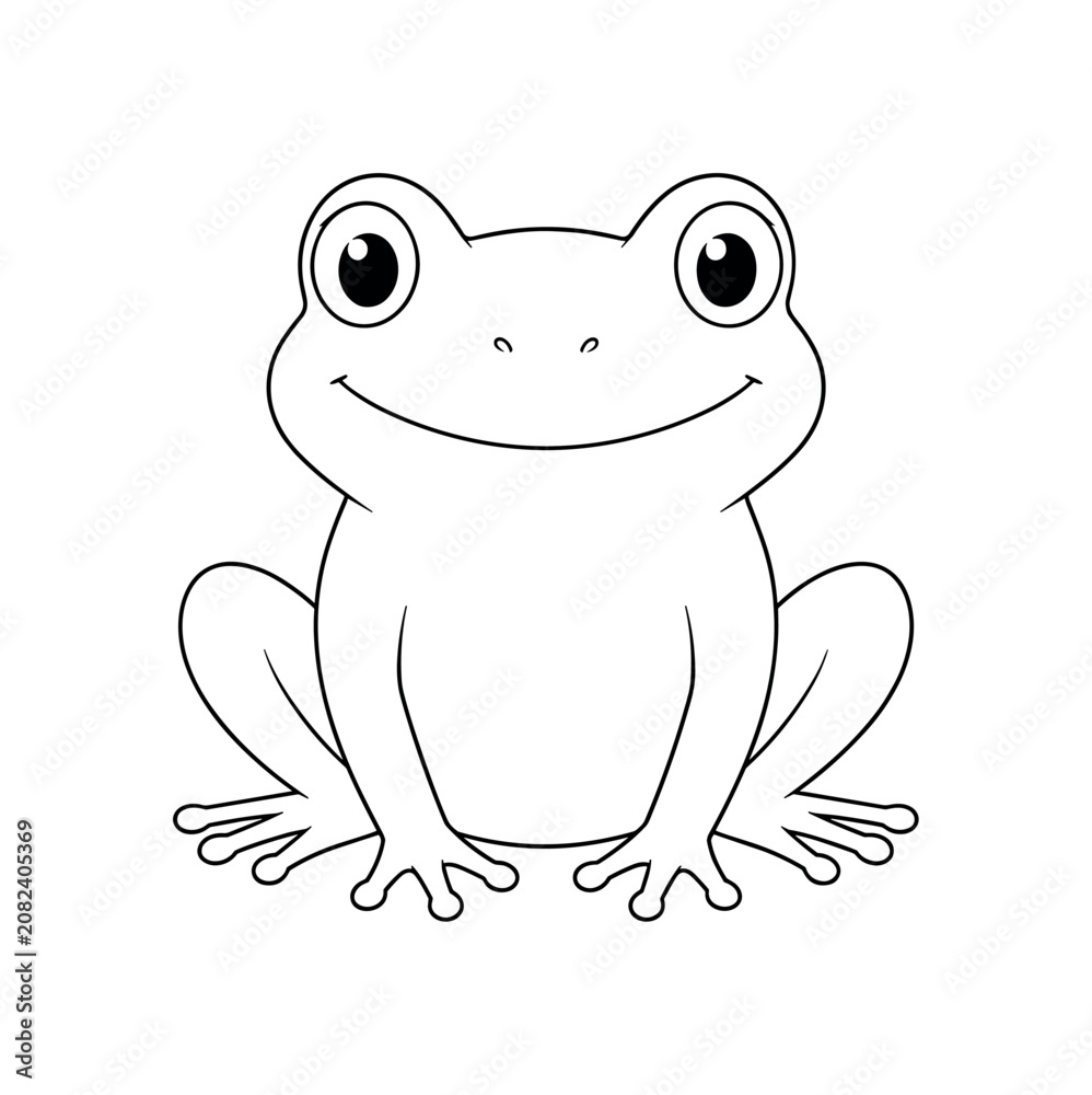 Naklejka premium small frog animal on a plain canvas field, frog, amphibian, animal, wildlife, sketch, drawing, line