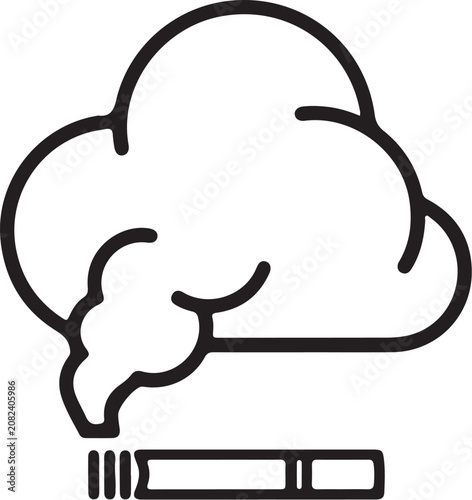 Foto Cigarette smoking icon with emitted smoke cloud silhouette cigarette nicotine ad