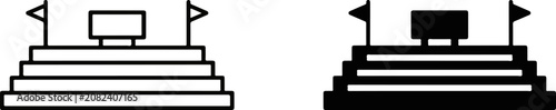 Photos Ancient mayan or aztec step pyramid icons for archaeology and historical archite