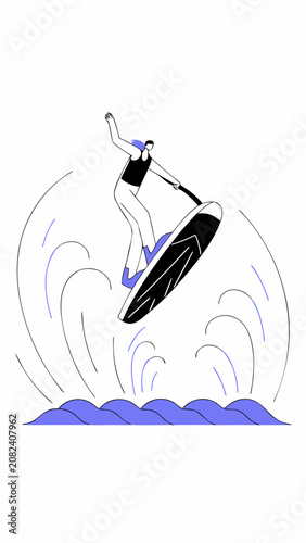 Professional athlete riding electric hydrofoil with dynamic water splashes