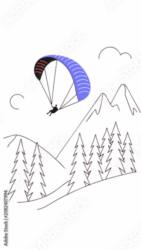 Colorful paraglider flying over snowy Alps with a sense of adventure